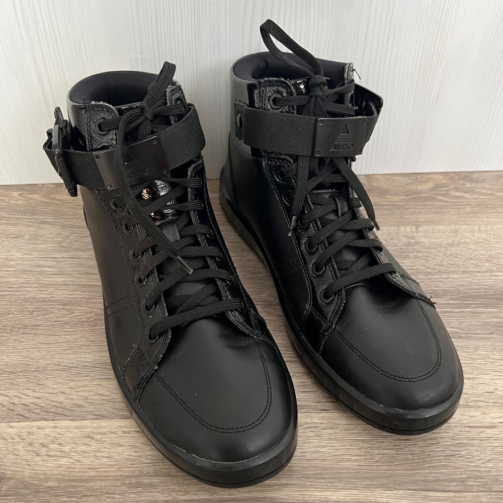 Aldo Men's Glossy Black High-Top Sneakers - Picture 7 of 10